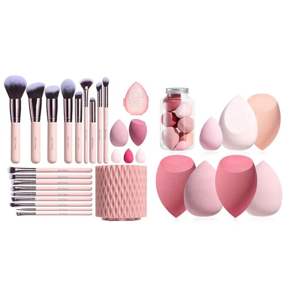 Makeup Brushes With Case Set Portable LED Mirror Makeup Jewelry Storage Case Travel Makeup Tool Kits - Image 5