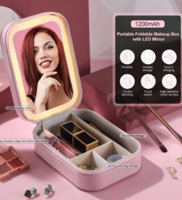 Makeup Brushes With Case Set Portable LED Mirror Makeup Jewelry Storage Case Travel Makeup Tool Kits